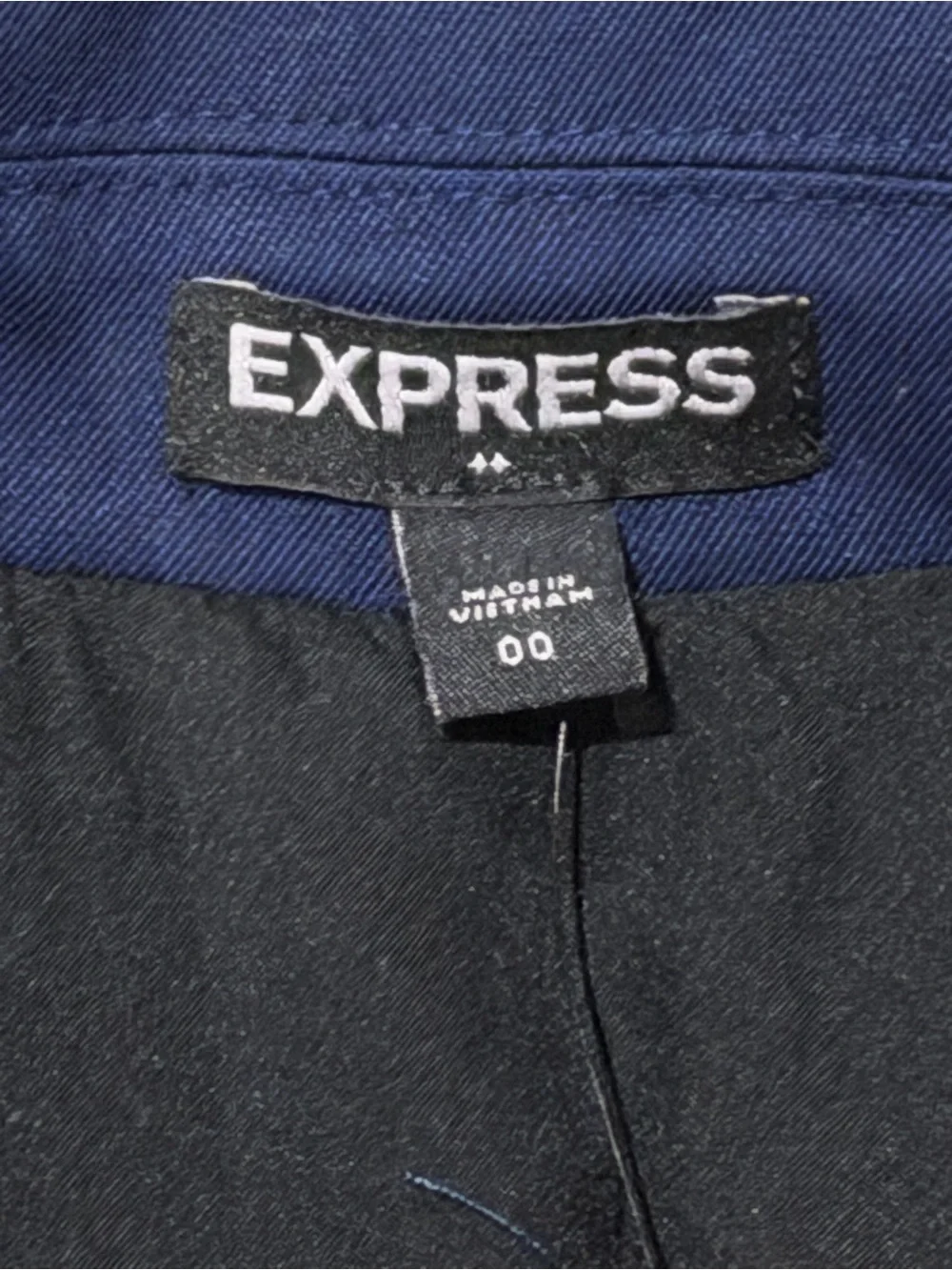 Express Women's Navy Blue One-Button Tailored Suit Blazer Jacket Size 00 NWT